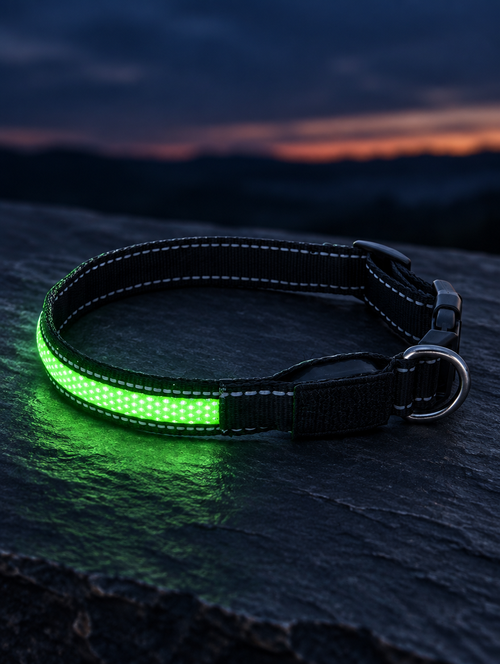 Nightwag Glow Collar glowing green